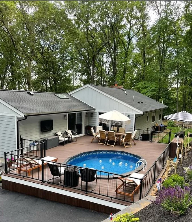 luxury style above ground pool backyard makeover