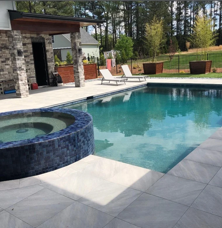 open layout above ground pool deck backyard