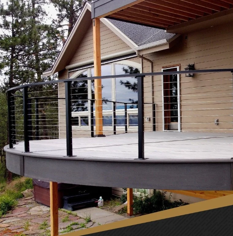 small deck makeover with minimalist cable railing ideas