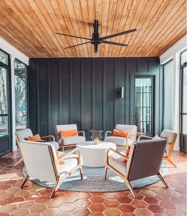 screened in porch with ceiling fan comfortable outdoor space