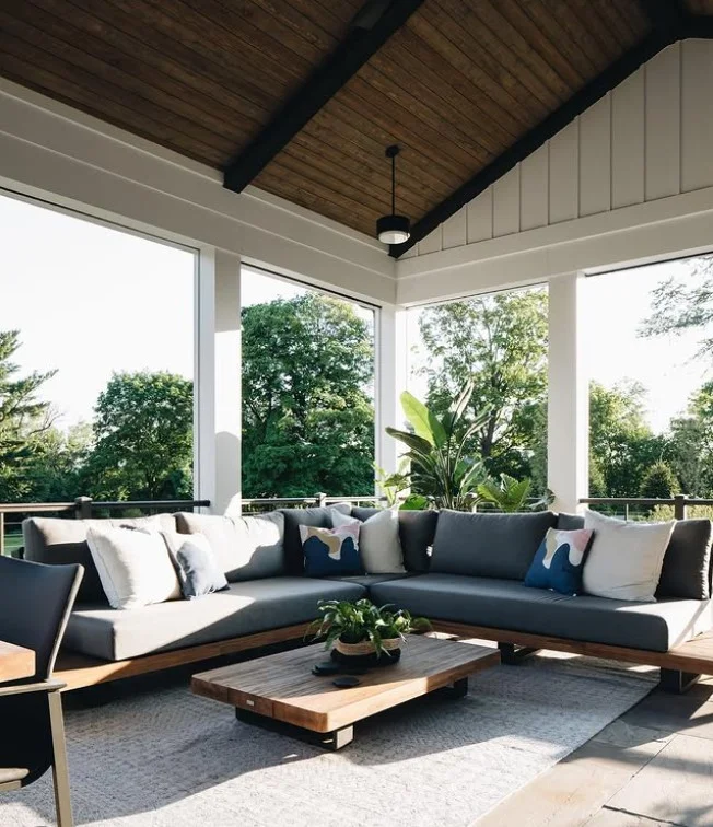 screened in patio with comfortable outdoor seating cozy setup