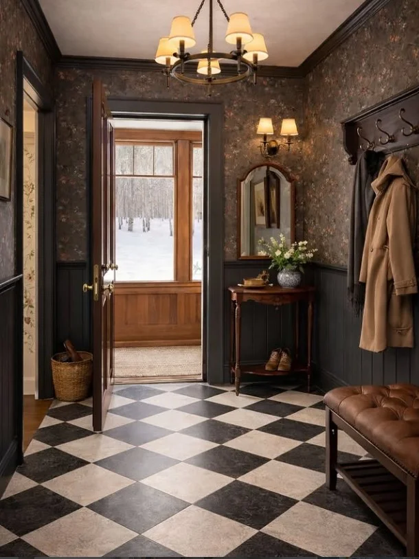 enclosed porch entrance with coat rack organized entry
