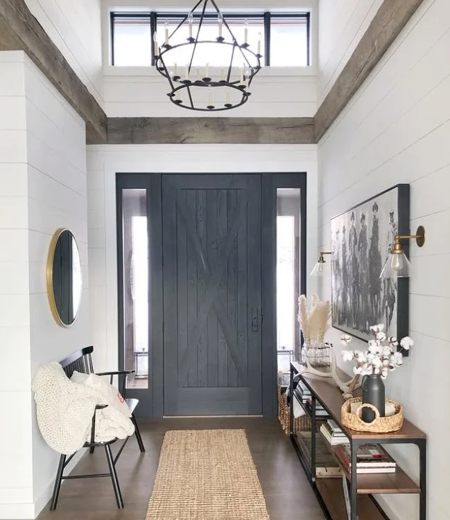 enclosed front porch with slim console table entry decor