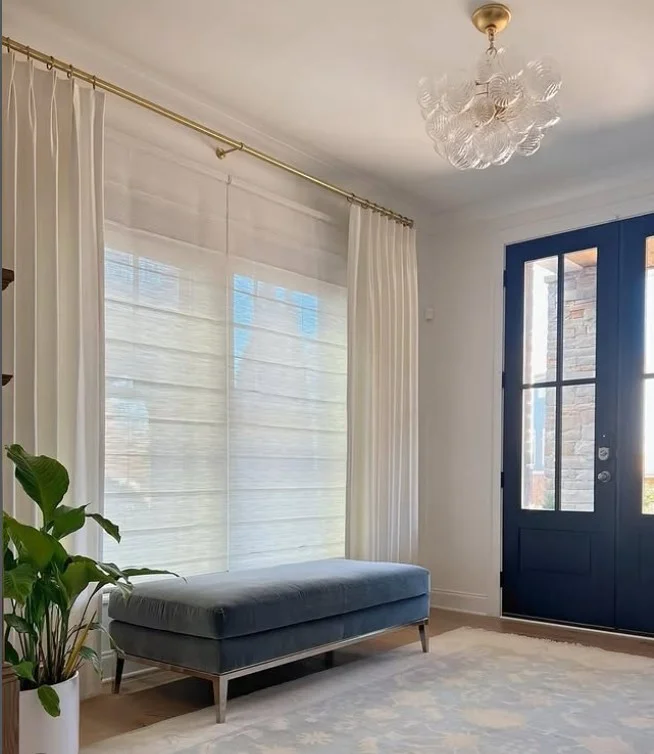 enclosed porch with curtains or blinds soft light control