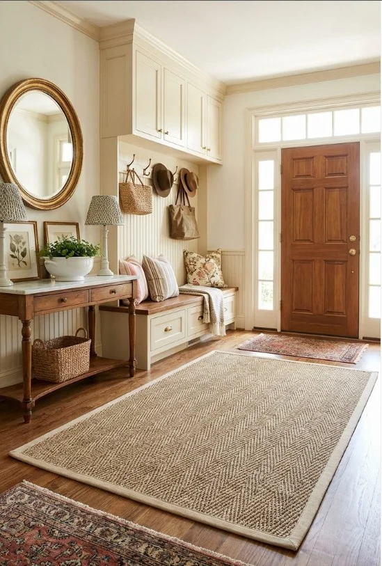 enclosed front porch with decorative pillows cozy seating