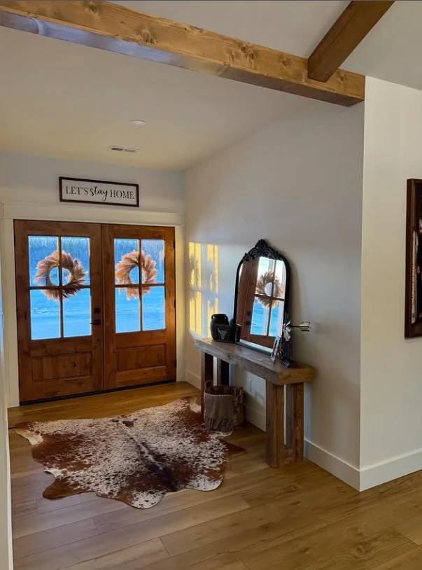 enclosed porch with natural wood materials warm style