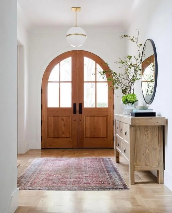 enclosed porch entrance with warm lighting cozy feel