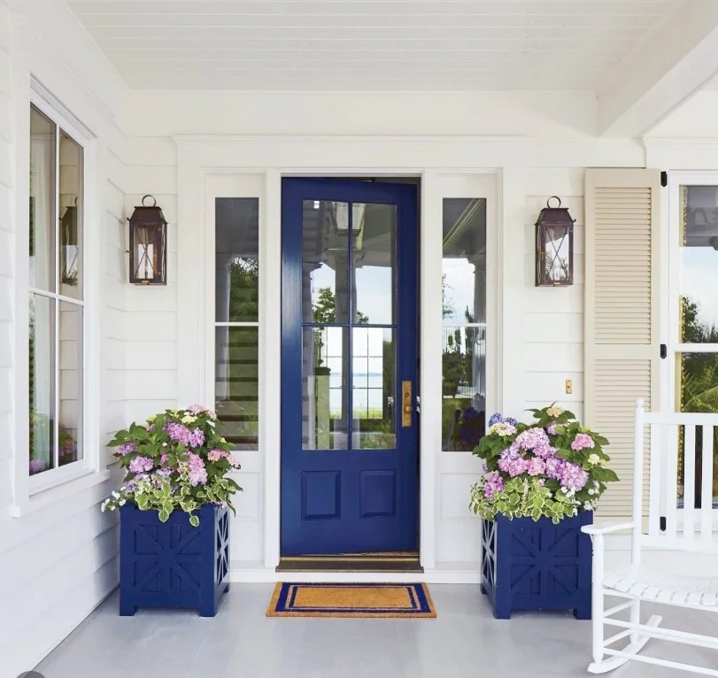 painted front porch floor with modern entrance design
