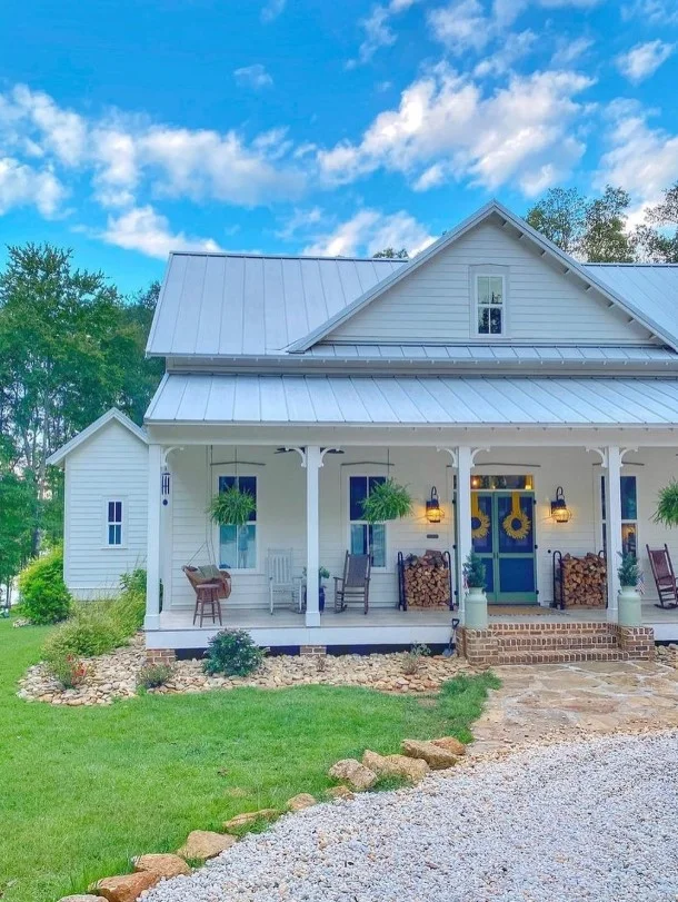 personalized front porch entrance with cozy decor details