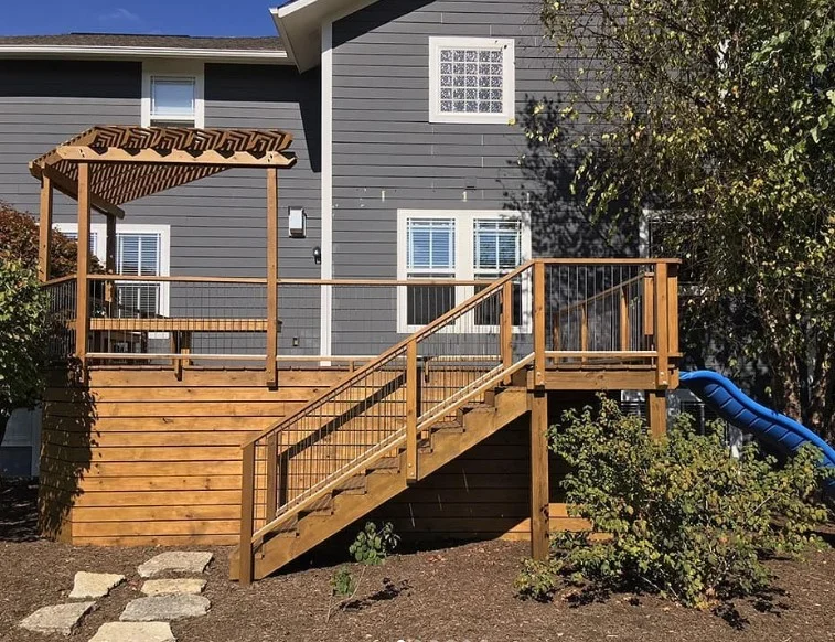 black metal and wood horizontal deck railing ideas