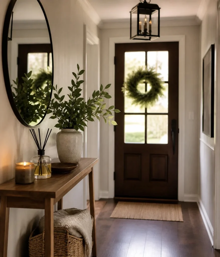 inside porch entrance with fresh scent decor setup