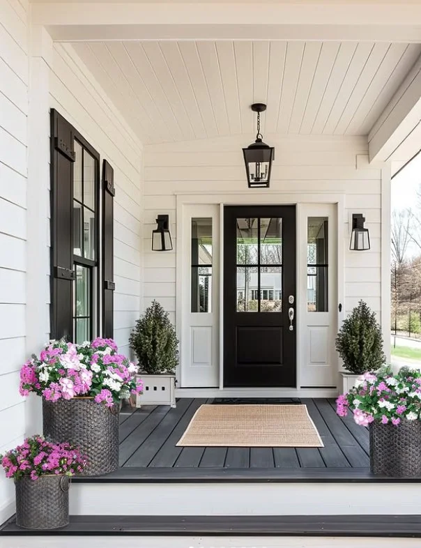 black window frames modern exterior entrance design