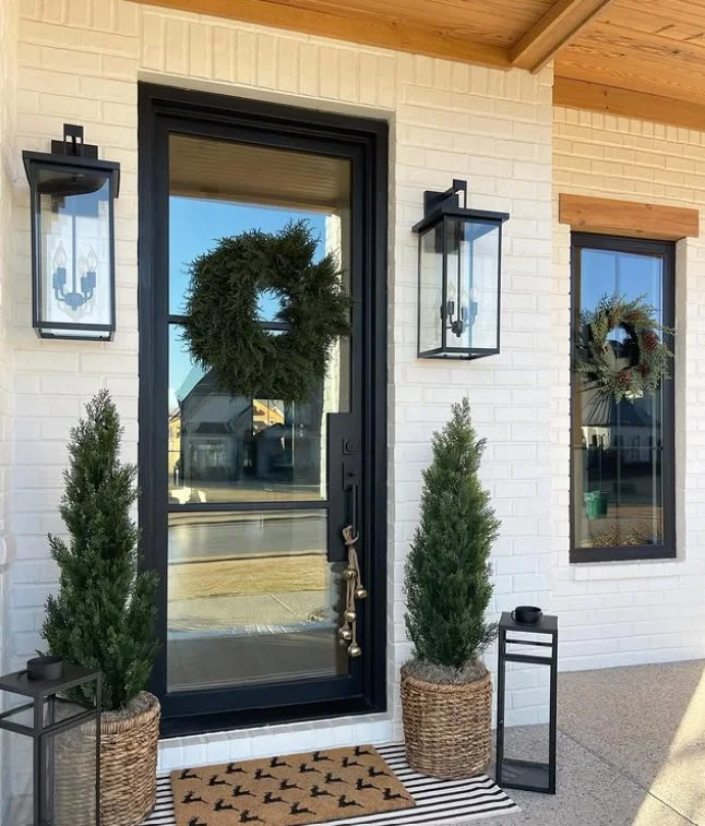 hanging lanterns decorating modern front entrance area