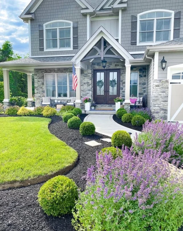 natural stone around luxury front door entrance