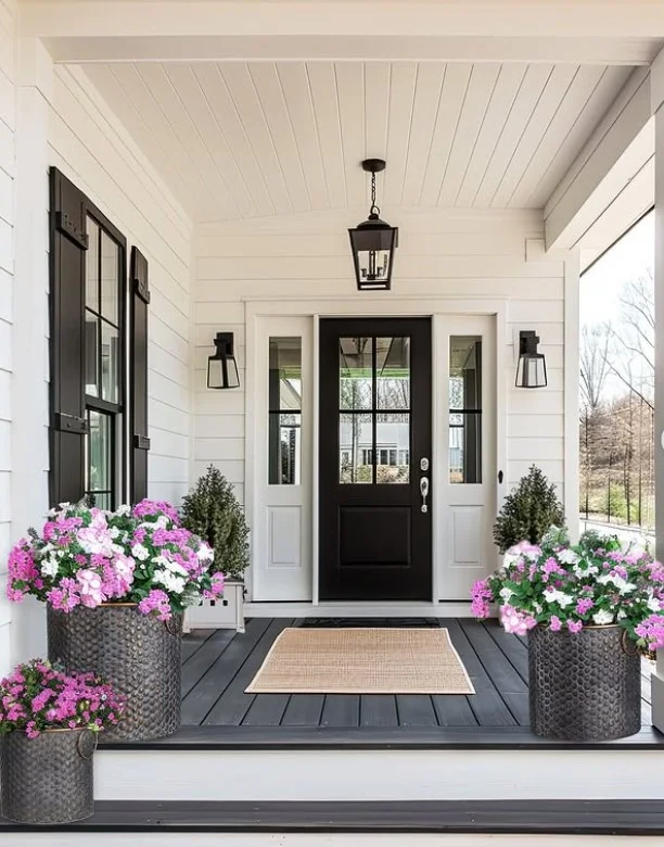 neutral color modern front porch outside entrance