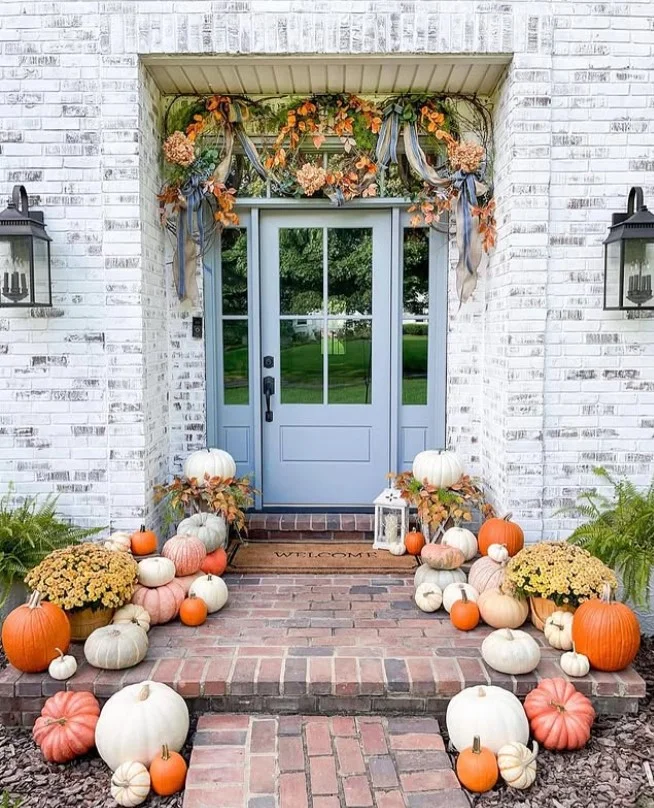 symmetrical modern front porch entrance decor