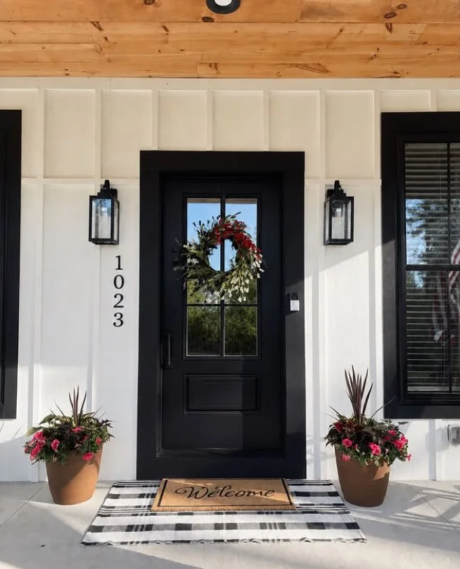 modern house numbers beside front entrance design