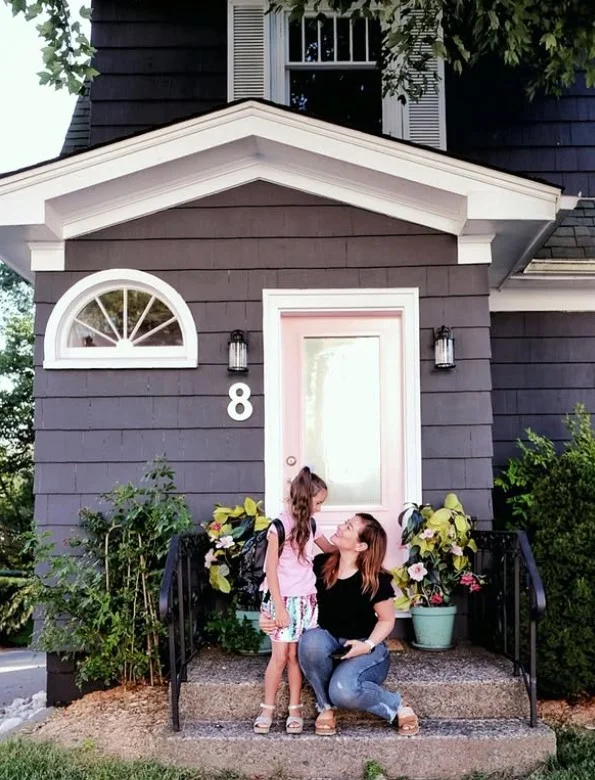 modern house numbers on small front stoop stylish entry