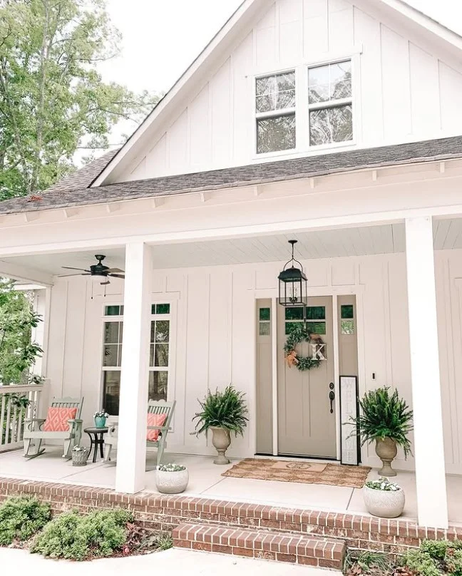 neutral exterior colors around front entrance area