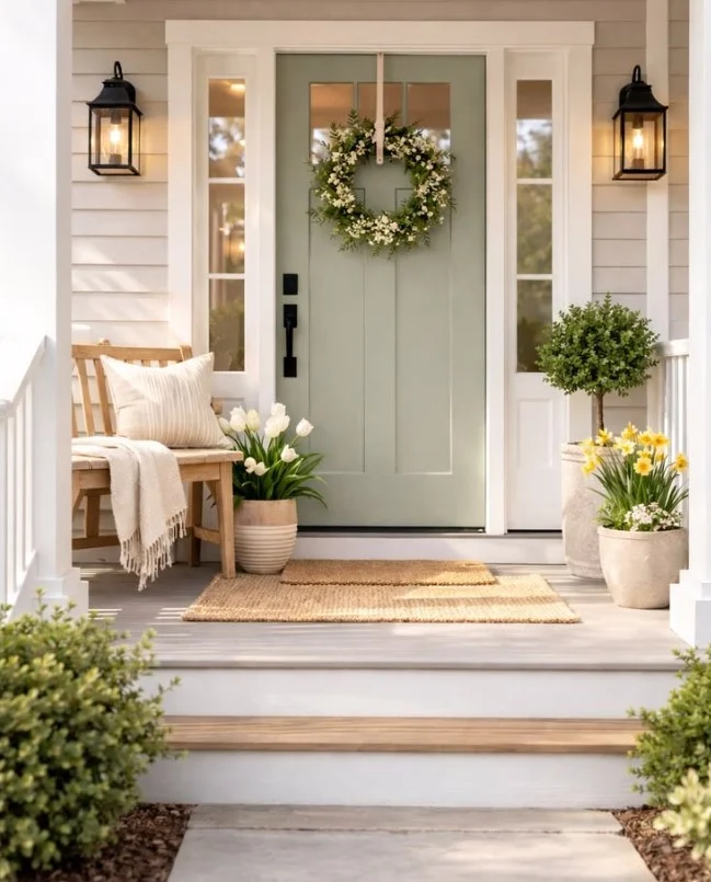 open front porch with lanterns soft lighting decor