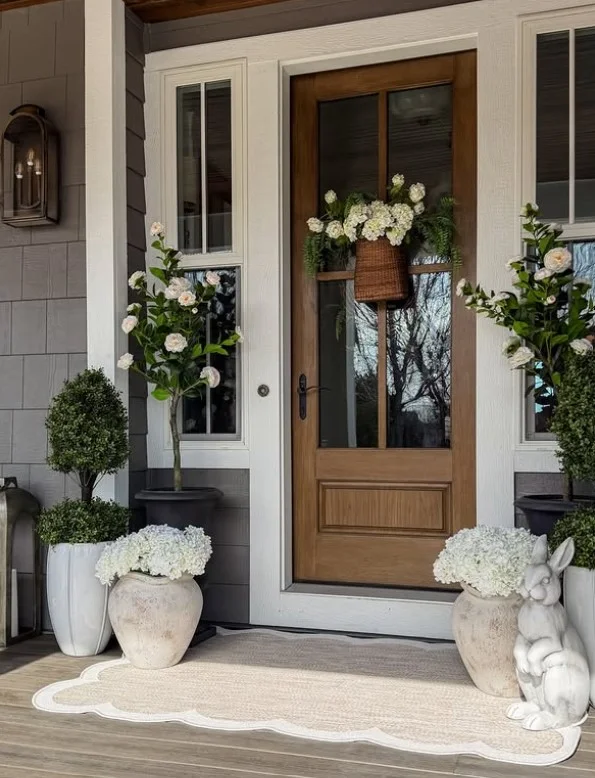 open front porch with outdoor rug stylish entry space
