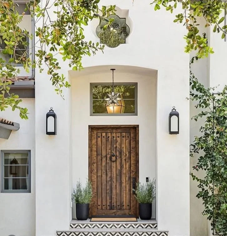 outdoor lanterns decorating cozy front entrance area