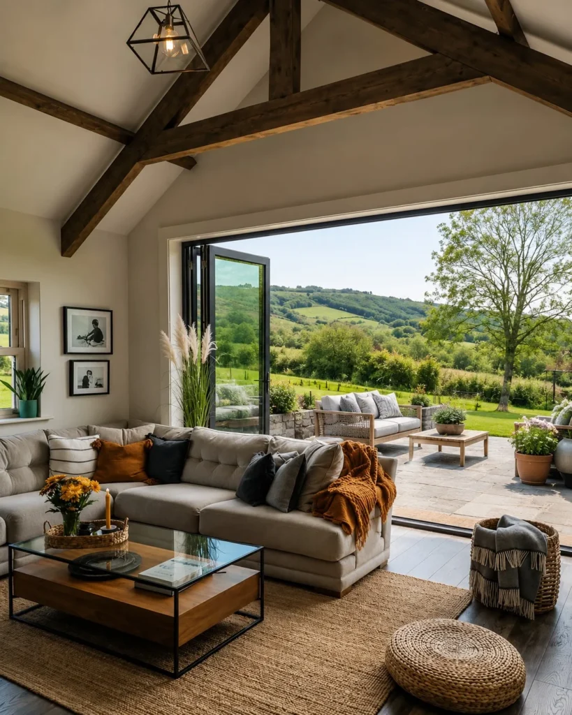 family room connected to outdoor patio living space