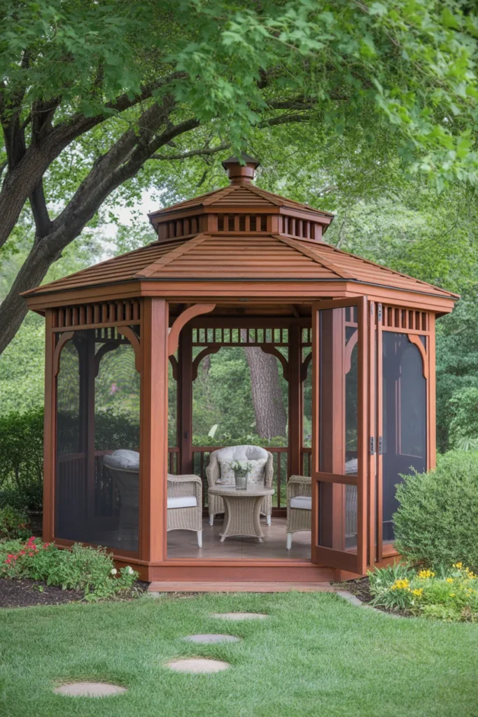 screened gazebo with screen door functional backyard design