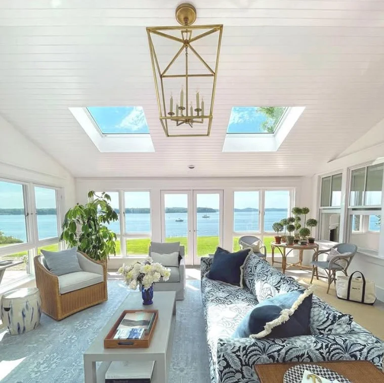 skylights bringing natural light into family room addition