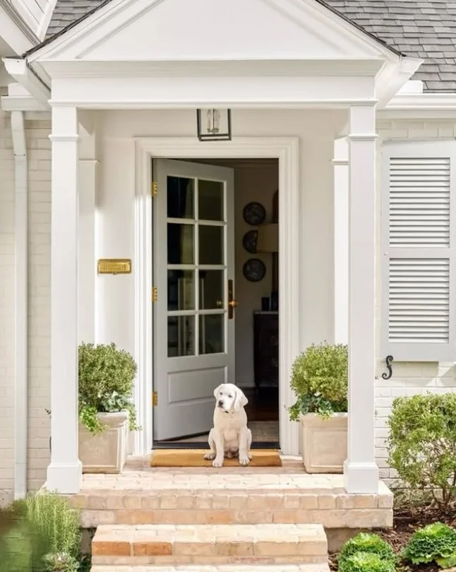 neutral exterior paint colors on small entrance