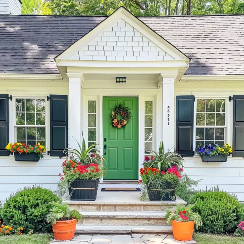 modern house numbers beside small front entrance