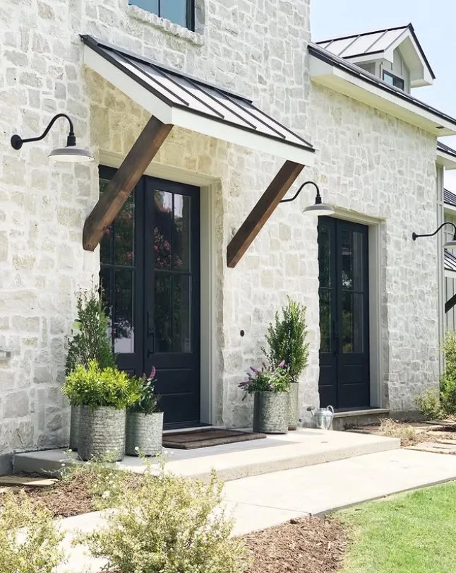 natural stone around front door exterior entrance