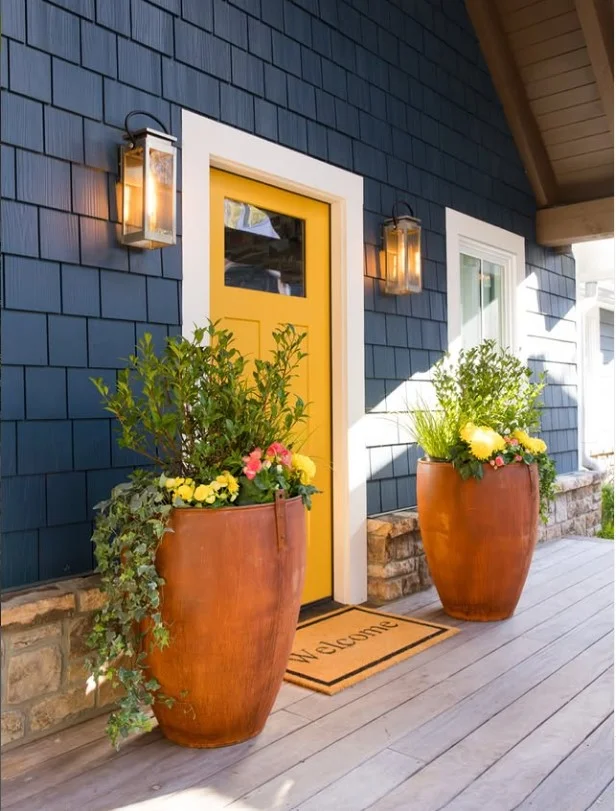 small porch entrance with simple welcome mat clean decor