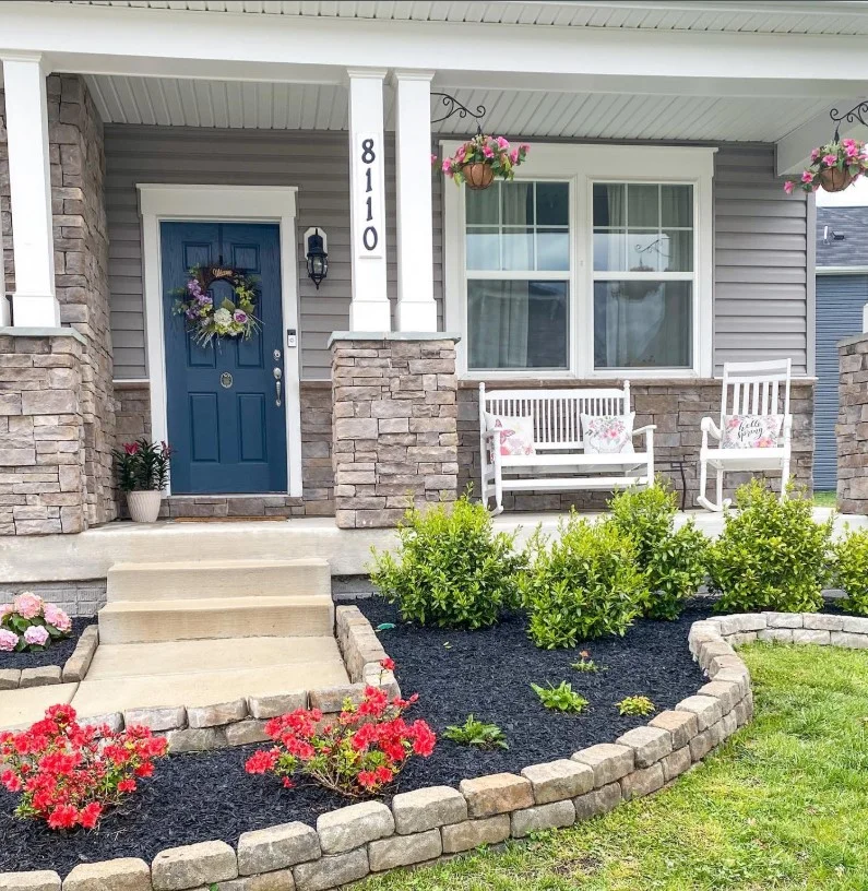 colorful accents on small porch entrance bright decor