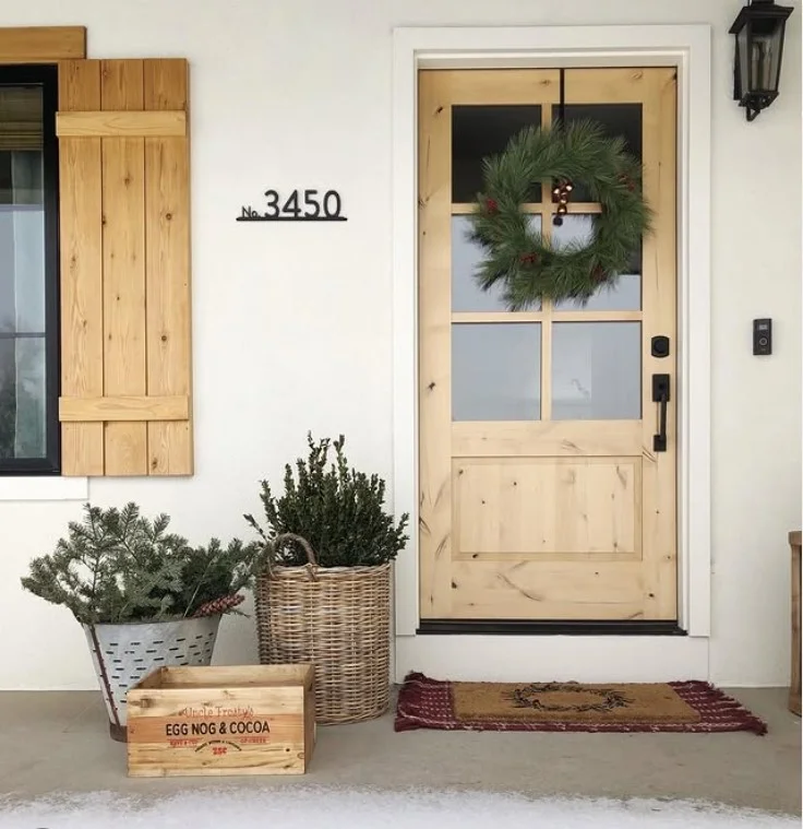 modern house numbers on small porch entrance design