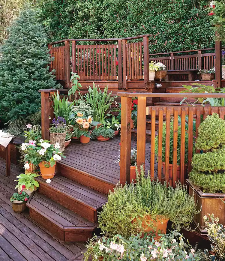 traditional white wood deck railing on outdoor porch
