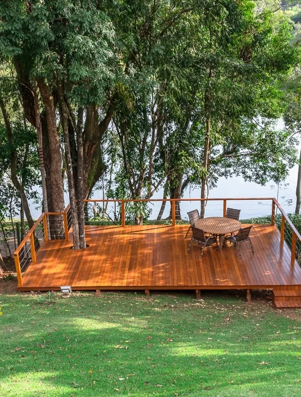 custom wood deck railing design with decorative details