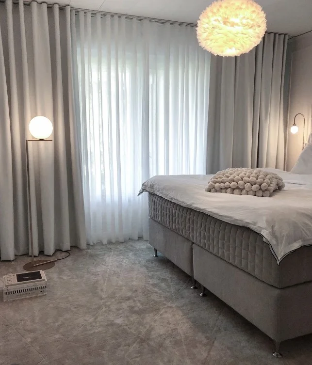 double layer bedroom curtains with sheer and blackout panels