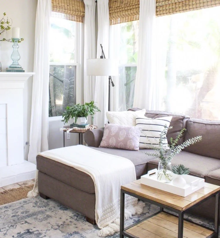 light airy white bedroom drapes with bright natural light