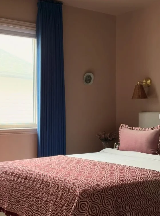 navy blue bedroom curtains adding dramatic modern style