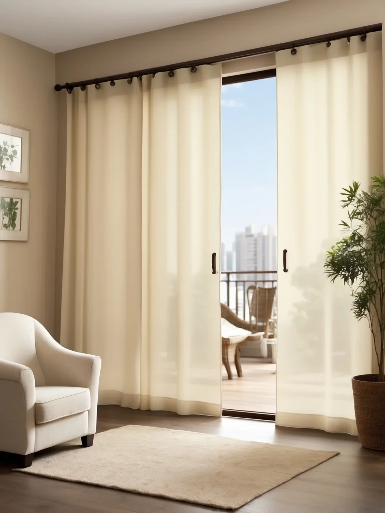 beige curtains around sliding glass patio doors