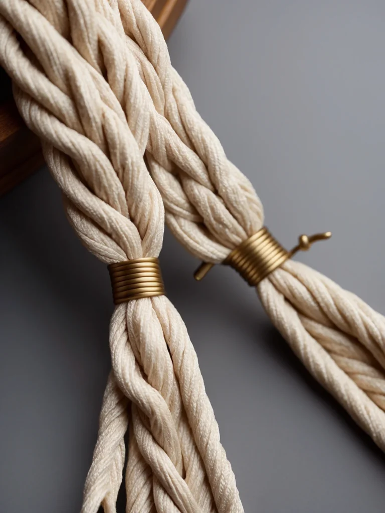 braided rope curtain tie backs in cozy farmhouse living room
