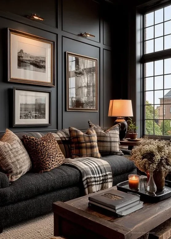 brass and wood decor styling in elegant ralph lauren interior
