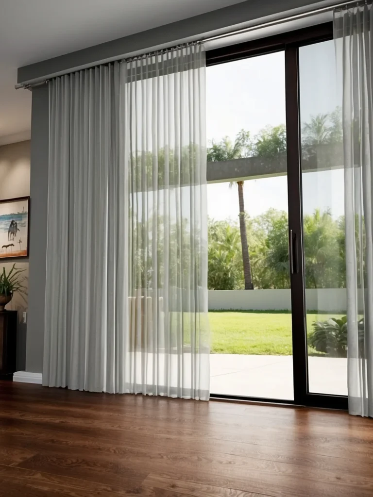 ceiling mounted sliding glass door curtains with luxury look