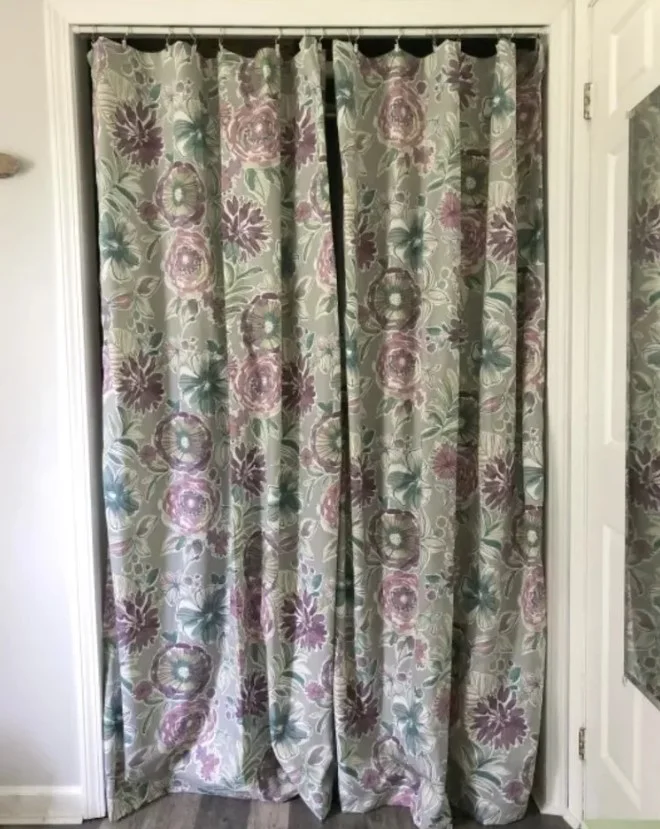 floral closet curtains bringing color and charm to bedroom