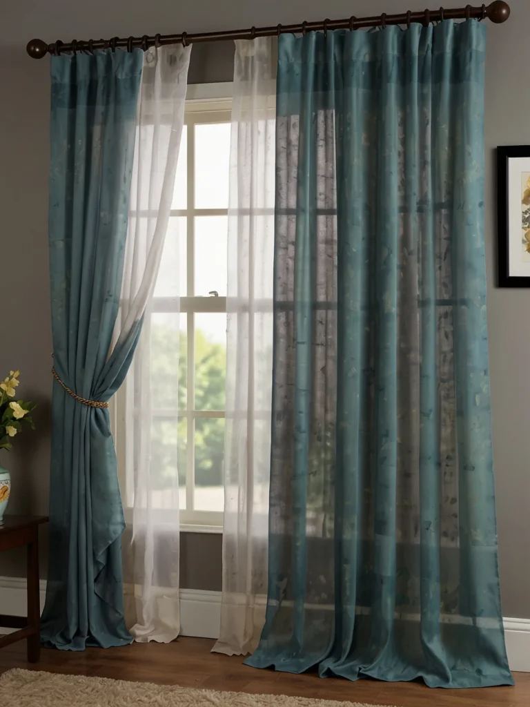 sheer closet curtain panels in light airy bedroom space
