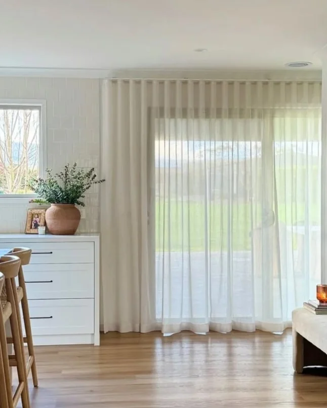 floor to ceiling sliding glass door curtains in modern living room