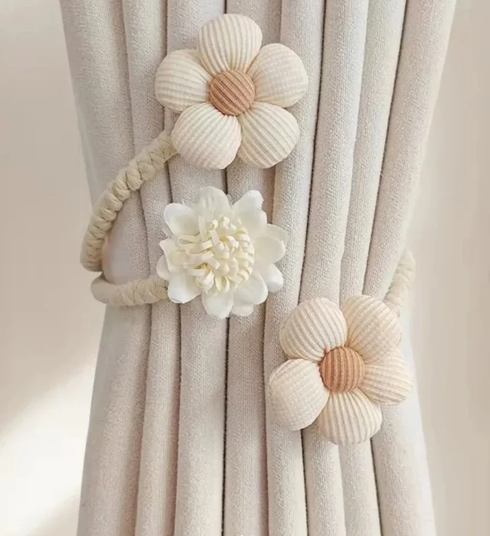 floral curtain tie backs decorating cottage style windows