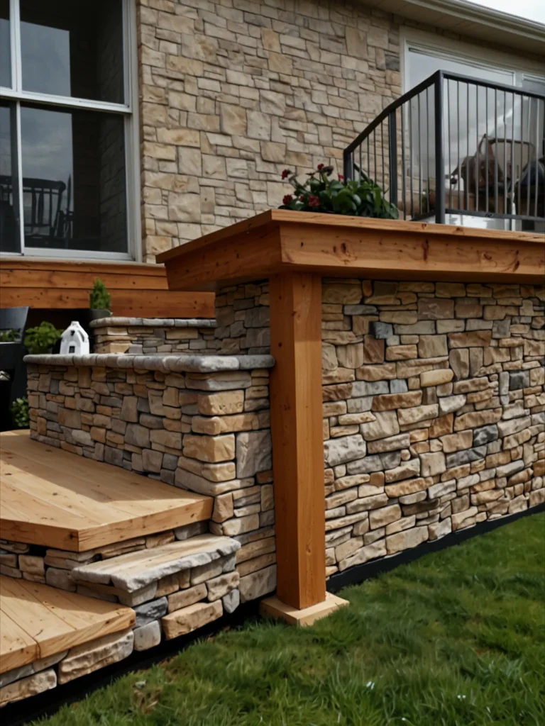 faux stone deck skirting ideas for outdoor deck