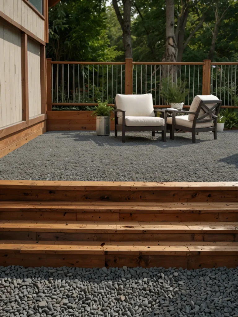 deck skirting with decorative gravel underneath deck